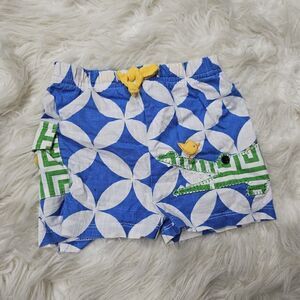 Mud Pie Infant Boy 0-6 Month Blue Safari Alligator Swim Trunks